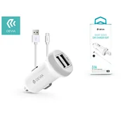 Devia 331190/D07 punjac za automobil s 2 USB prikljucka (15W) + kabel Type-C