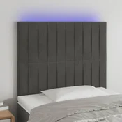 Vidaxl vidaXL Vzglavje z LED svetlobo temno sivo 80x5x118/128 cm žametno