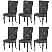 Casa Padrino Chesterfield Neo Baroque dining room chair set of 6 black/black - Faux leather kitchen chairs with rhinestones - Chesterfield Dining room furniture - Neo baroque furniture