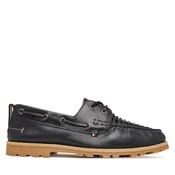 Nizki čevlji Tommy Hilfiger Hilfiger Braided Lth Boat Shoe FM0FM05892 Mornarsko modra