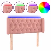 Vidaxl LED posteljno vzglavje roza 93x16x78/88 cm žamet
