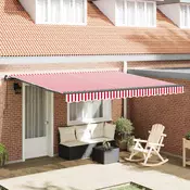 Skrovita tenda Crvena i bijela 400 × 350 cm Poliester i celik