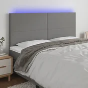 Vidaxl vidaXL Vzglavje postelje z LED diodo temno sivo 200x5x118/128 cm blago