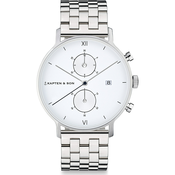 Kapten & Son Analogna ura Small Chrono Steel, srebrna