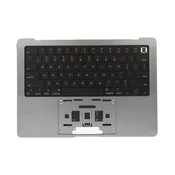 Gornji okvir tipkovnice za MacBook Pro 14, A2442 (2021), A2779 (2023), s US tipkovnicom i baterijom, Space Gray, 661-32210, Genuine Apple