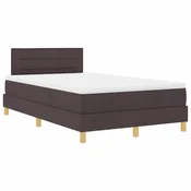 Vidaxl LED Box Spring Postelja Temno rjava 120 x 200 cm blago