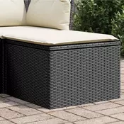 Vidaxl vidaXL Vrtni stolček z blazino črne barve 55x55x37 cm poli ratan