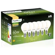 LUMILED 6x LED žarnica E14 krogla P45 7W = 60W 806lm 3000K topla 360° žarnica z žarilno nitko