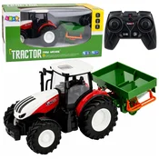 RC Daljinsko upravljani kmetijski traktor s sejalnikom Luči Rdeča 1:24