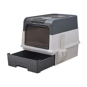 Toalet za macke Fully Enclosed Sivi 48x35x36 cm