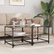 Stolici za kavu s crnim staklenim vrhom 2 kom 50x50x45 cm celik