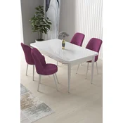 Hanah Home Set Trpezarijski sto i 4 stolice Nil, Ljubicasto-beli