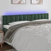 Vidaxl vidaXL Vzglavje postelje z LED diodo temno zeleno 200x5x78/88 cm žametno