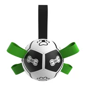 INF Napihljiva kostiasta igrača za pse 19cm s TPU odbojem in vrvmi White+green, (5000295336)