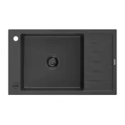 Mexen Elias granitno pomivalno korito z 1 komoro in odcejalnikom 795 x 480 mm, črno s pikami, črn sifon - 6511791005-76-B