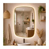 Baltica Design-LED Ogledalo z osvetlitvijo STONE CALM 15W/230V 4500K 90x60 cm IP65 zlato
