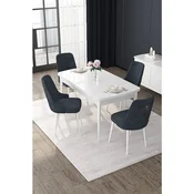 Hanah Home trpezarijski set Nex, sto na razvlacenje i 4 stolice, bela ploca, antracit tkanina Babyface