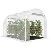 OUTSUNNY Vrtni tunelski rastlinjak 2x3x2 m z 2 zavijalnimi vrati, rastlinjak za vrt s 4 diagonalnimi ojačitvami, jeklena struktura in PE prevleka, za vrt zelenjavo rože sadje, anti UV, prosojen