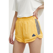 Kratke hlače adidas TIRO za žene, boja: žuta, s aplikacijom, visoki struk, IS0722
