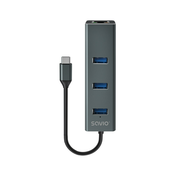 slomart usb-c 4-vratni hub savio ak-57 ethernet (rj-45) siva