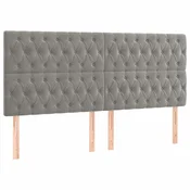 Vidaxl Vzglavje za postelje svetlo sivo 200x7x118/128 cm žamet