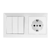 Aigostar - Trostruki prekidac br. 3 i SCHUKO uticnica 230V sa belim okvirom