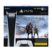 PLAYSTATION igraća konzola 5 Digital Edition + igra God of War Ragnarok Bundle, White