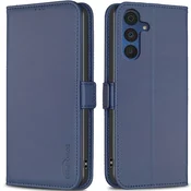Ovitek za Samsung Galaxy A15, denarnica BINFEN, moder + 9H steklo