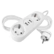 Podaljšek 1,4 m/2 vtičnic+2×USB-A+1×USB-C/s stikalom/beli/PVC/1,5 mm2
