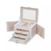 Škatla za nakit s ogledalom KARINA, 22,5x17,5x16,5 cm, bela SongmicsHome