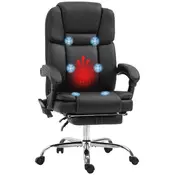 Homestar Pisarna stol ergonomski z masažo in naslonjalom za noge nastavljiv naklon 66x67x118-126 cm črna