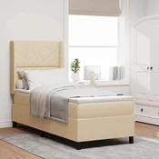 vidaXL vidaXL Škatlasta vzmetnica kremna 90x190 cm Tkanina, (22083032)