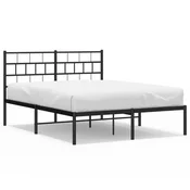 Vidaxl Kovinski posteljni okvir z vzglavjem črn 140x190 cm