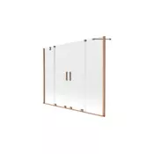 Mexen Velar Duo 2-krilni premični kopalniški zaslon 200 x 150 cm, prozoren, brušeni baker - 896-200-000-02-65
