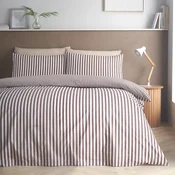 Temno rjava posteljnina za zakonsko posteljo 200x200 cm Epping Textured Stripe – Catherine Lansfield