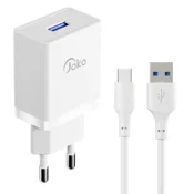 Kucni punjac KONFULON Joko JK77 2.4A sa kablom USB na Type-C beli 1m