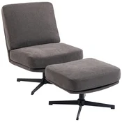 HOMCOM HOMCOM naslonjač s stolčkom poliester 91D x 68Š x 93V cm Temno siva, (5000242947)