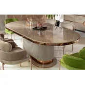 Casa Padrino luxury dining table gray/copper 220 x 105 x H. 75 cm - Oval kitchen table - Dining room furniture - Kitchen furniture - Luxury furniture - Luxury furnishings