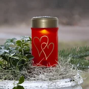 STAR TRADING LED sončna luč za osvetlitev zemlje Srčna, rdeča/zlata, 12 cm, plastika - rdeča, zlata