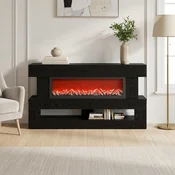 vidaXL Električni kamin Črni hrast 150 x 21 x 77 cm Inženirski les