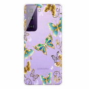 Ovitek za Samsung S21 Plus 5G | Prozoren, zlati metulji 2