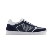 EA7 unisex. 7X000405_AF19826 Heritage Eagle usnjene športne copate črne barve (46), Črna, Ravna stran, Čipke, Prilož