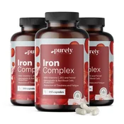 Iron Complex - železo z vitaminoma C in B12, 180 kapsul
