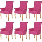 Casa Padrino Chesterfield Neo Baroque dining room chair set of 6 pink/natural - Kitchen chairs with armrests - Dining room furniture - Chesterfield furniture - Neo baroque furniture