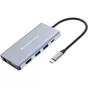 Conceptronic DONN20G priključna stanica i replikator porta za prijenosno računalo Žičano USB 3.2 Gen 1 (3.1 Gen 1) Type-C Sivo