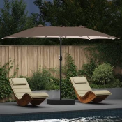 Vrtni suncobran Sivo-smeda 385 x 209 x 244 cm Poliester