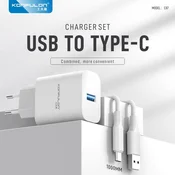 Kucni punjac KONFULON Joko C87 3A sa kablom USB na Type-C beli 1m