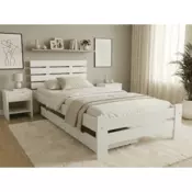 Ljubki dom Postelja PARIS povišana 80 x 200 cm bela Posteljno dno: Lamelno posteljno dno, Vzmetnica: Vzmetnica Deluxe 10 cm
