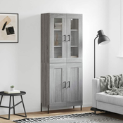 Greatstore Visoka komoda siva sonoma 69,5x34x180 cm inženirski les