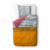 Posteljina za krevet za jednu osobu od pamucnog satena 140x200 cm Black Stripes in Colors – Butter Kings